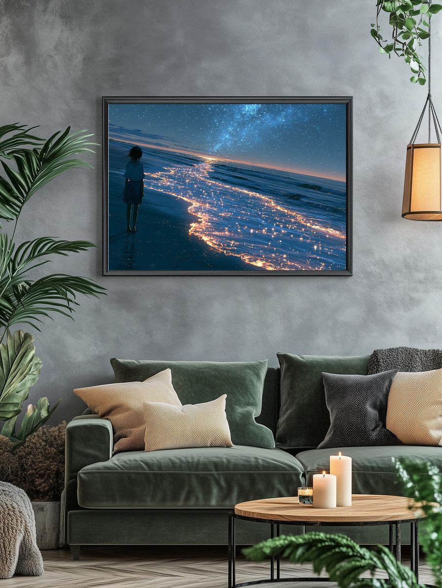 Starry Beach Dreamscape Print. — room view 4