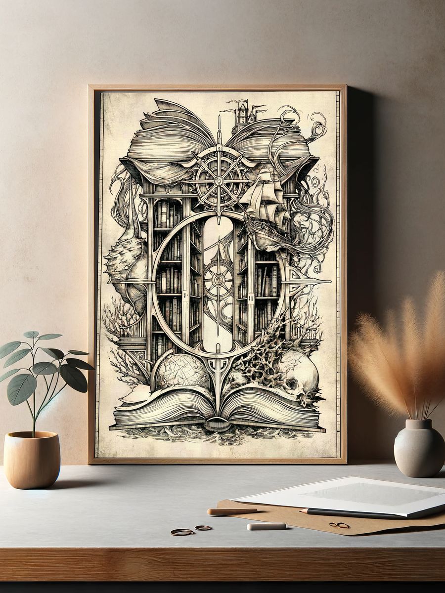 Surreal Nautical Library Print. — room view 2