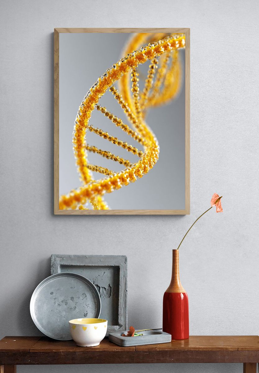 Golden DNA Helix Illustration Poster. — room view 3