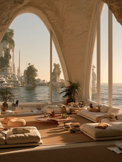 Seaside Futuristic Interior Print.