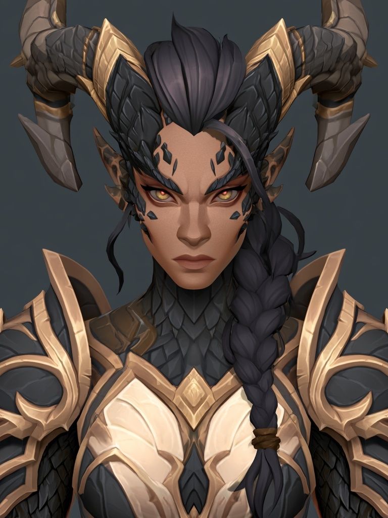 Horned Warrior Portrait Print. poster — illustration art