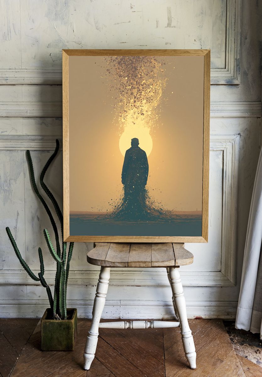Surreal Silhouette Sunset Print. — room view 1