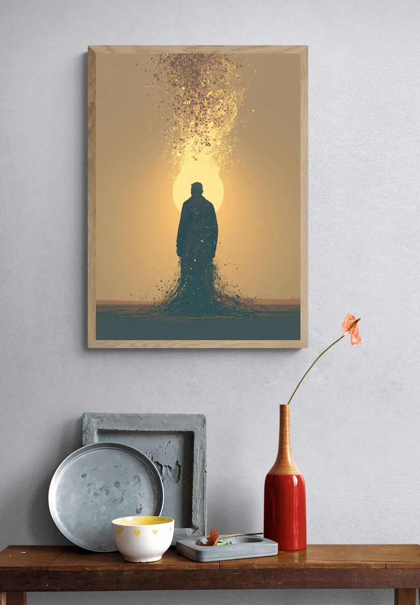 Surreal Silhouette Sunset Print. — room view 3
