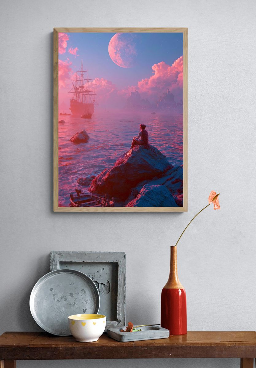 Moonlit Mermaid Fantasy Print. — room view 3