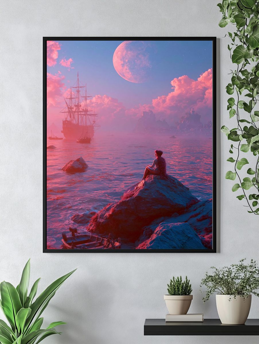 Moonlit Mermaid Fantasy Print. — room view 4