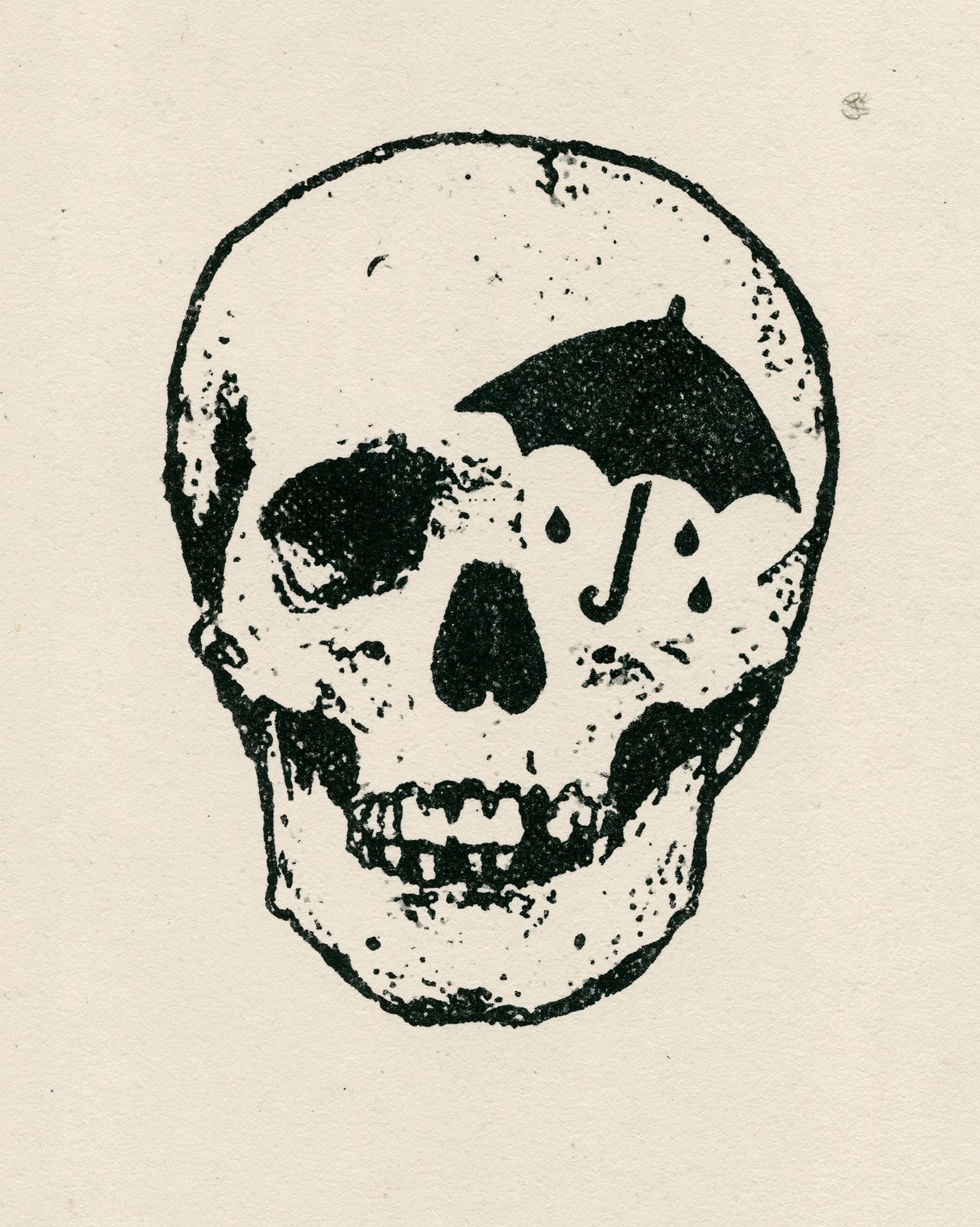 Umbrella Skull Ink Poster. poster — illustration art