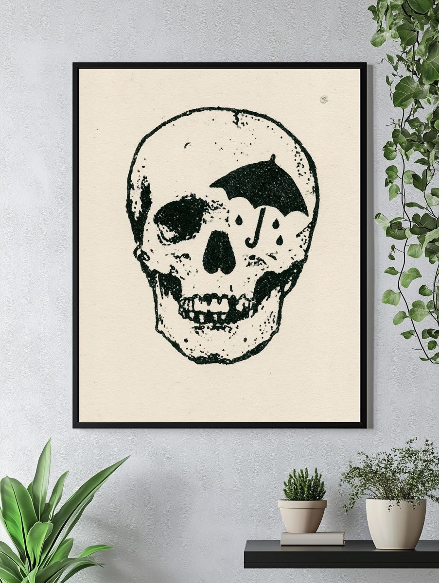 Umbrella Skull Ink Poster. — room view 4