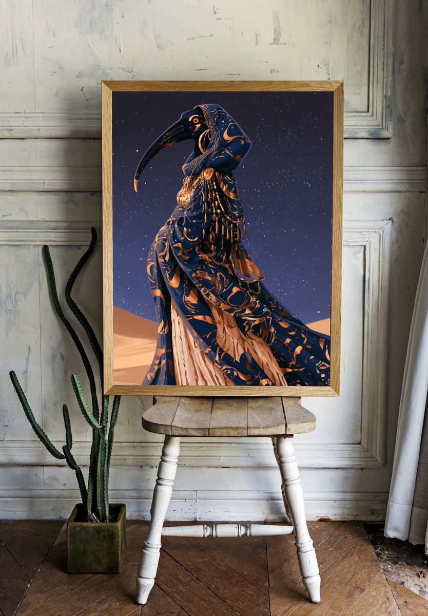 Desert Bird Mask Illustration Poster. room preview