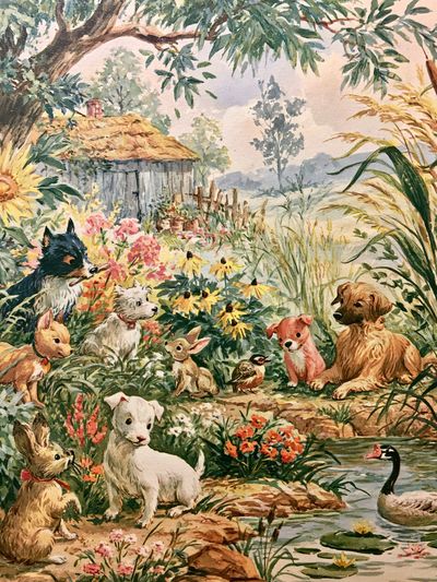 Country Garden Animals Illustration Poster.
