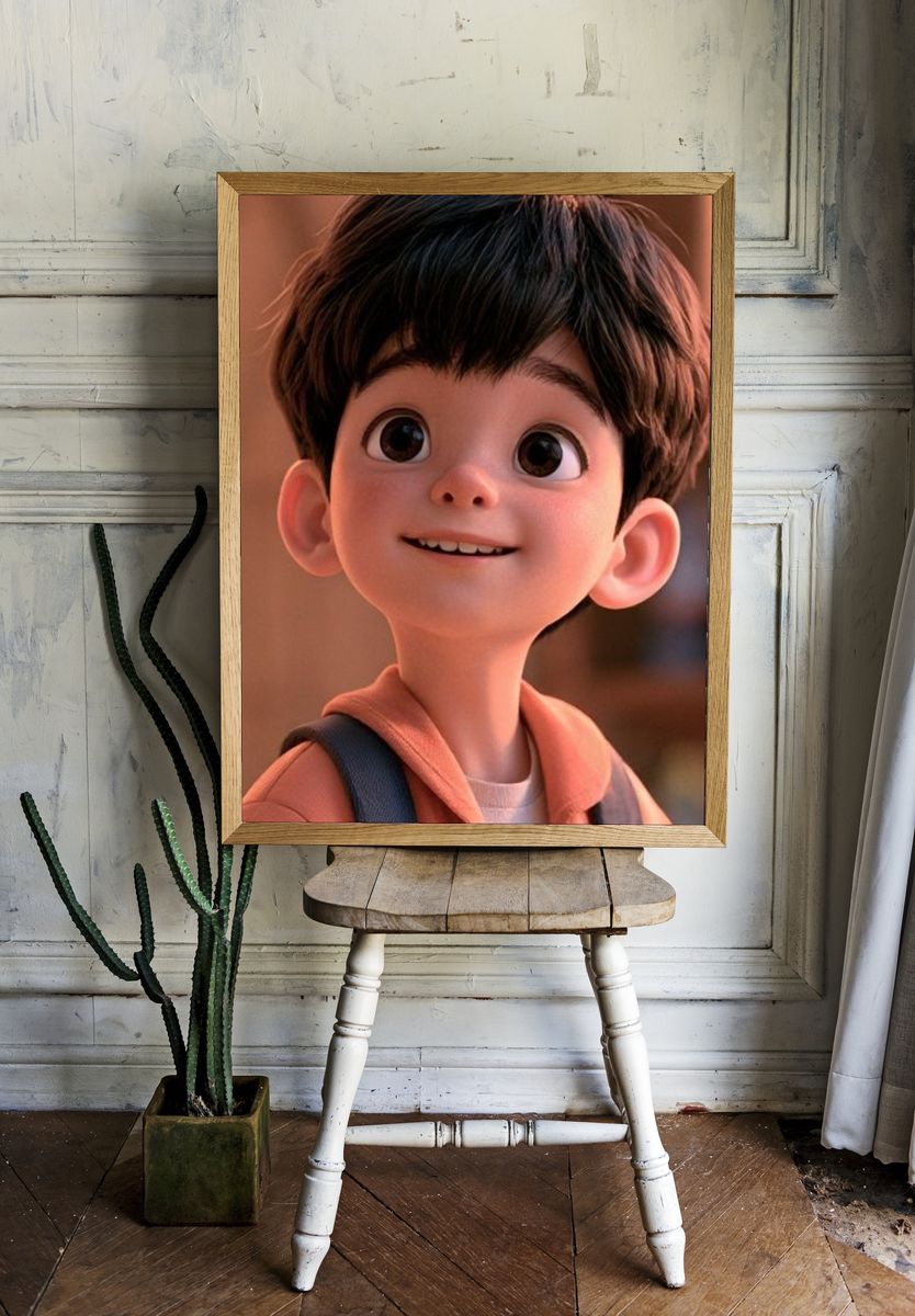 Smiling Boy Portrait Illustration Poster. room preview