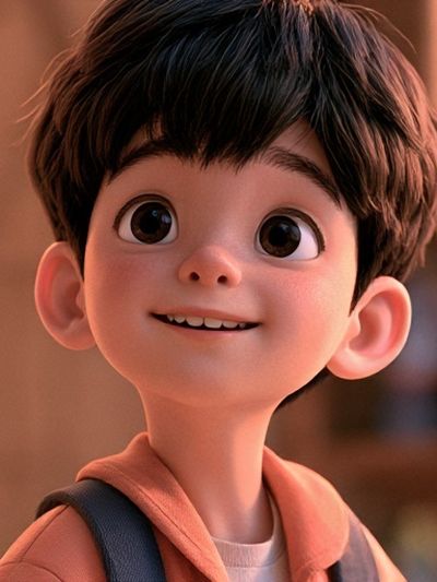 Smiling Boy Portrait Illustration Poster.