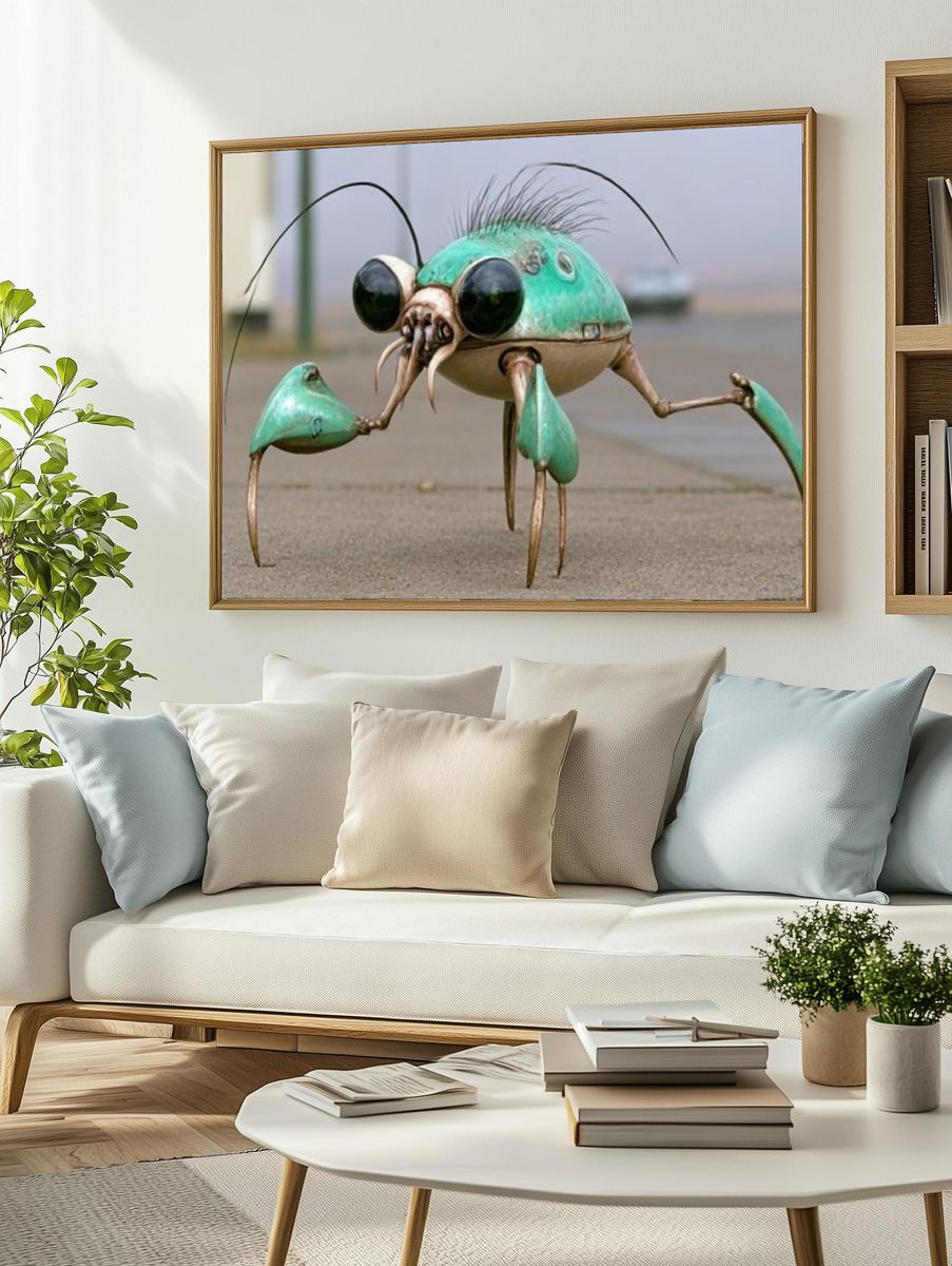 Surreal Crab Creature Illustration Poster. — room view 2