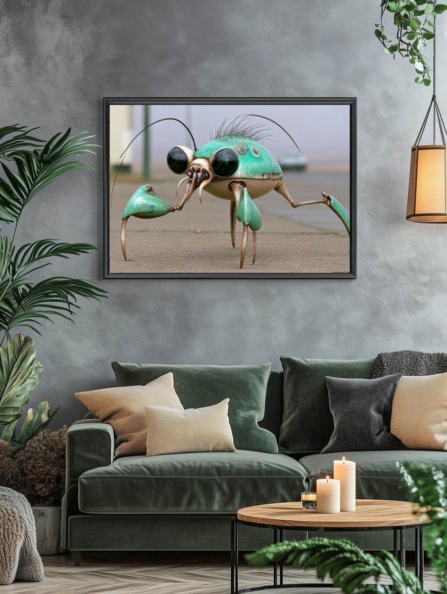 Surreal Crab Creature Illustration Poster. — room view 4