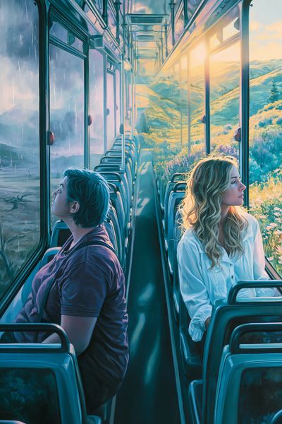 Sunlit Train Journey Illustration Poster. poster