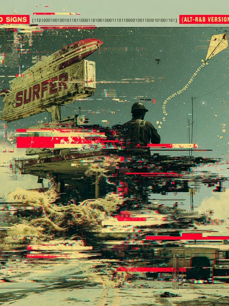 Glitch Surf Road Signs Poster. poster detail