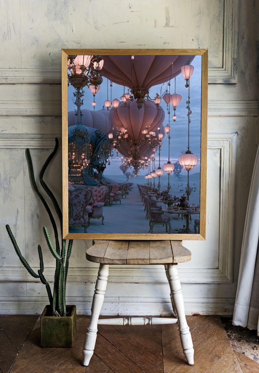 Floating Lantern Garden Print. — room view 1