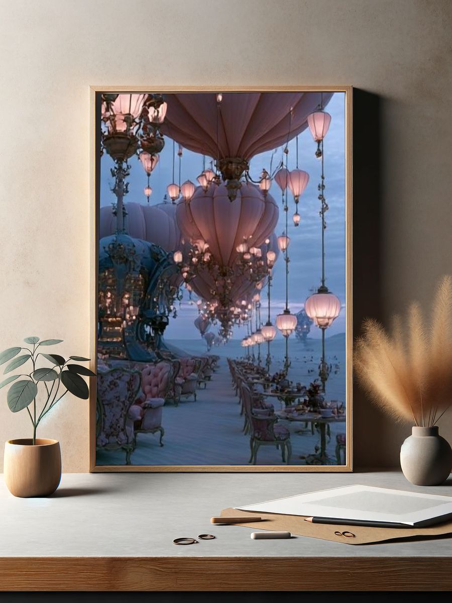 Floating Lantern Garden Print. — room view 2