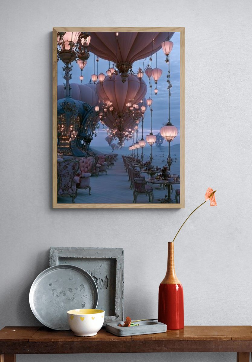 Floating Lantern Garden Print. — room view 3