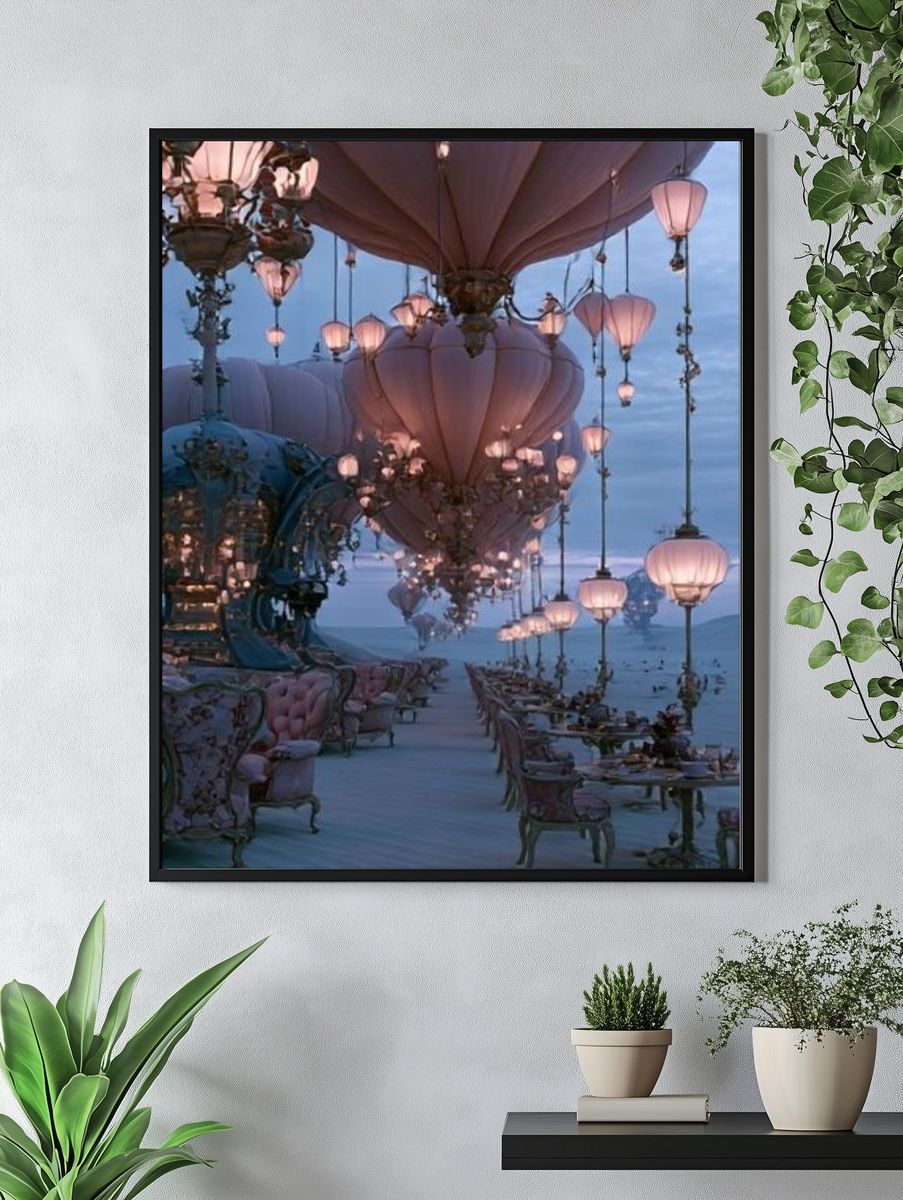 Floating Lantern Garden Print. — room view 4