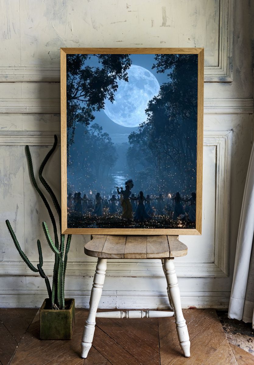 Moonlit Forest Ritual Illustration Poster. room preview