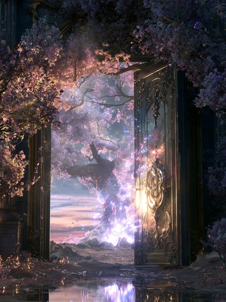 Enchanted Blossom Portal Print. poster — illustration art