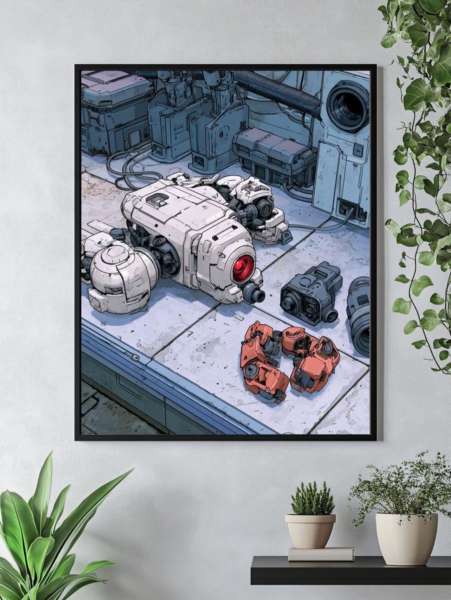 Sci-Fi Robot Parts Illustration Poster. — room view 4