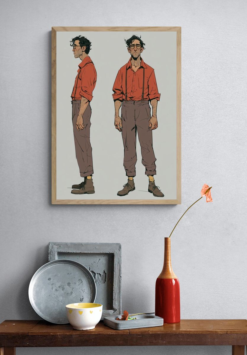 Stylized Male Character Illustration Poster. — room view 3