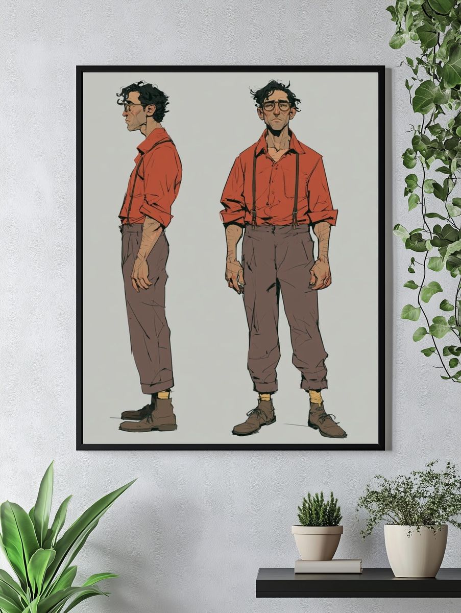 Stylized Male Character Illustration Poster. — room view 4