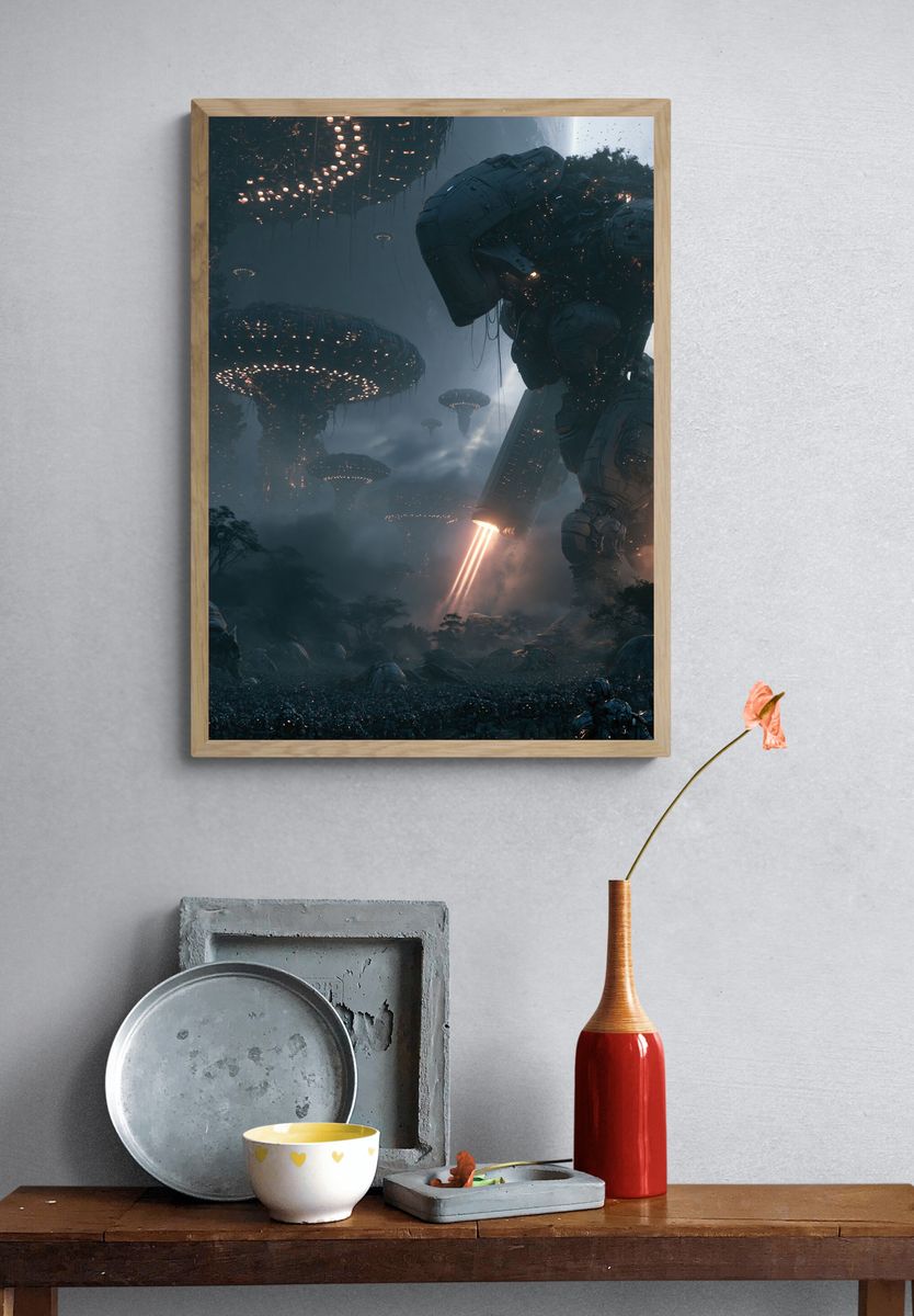 Alien Mech Invasion Sci-Fi Poster. — room view 3