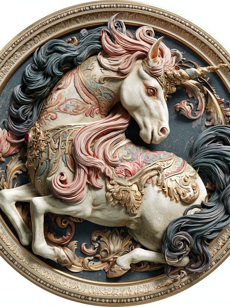 Ornate Unicorn Relief Poster. poster — illustration art