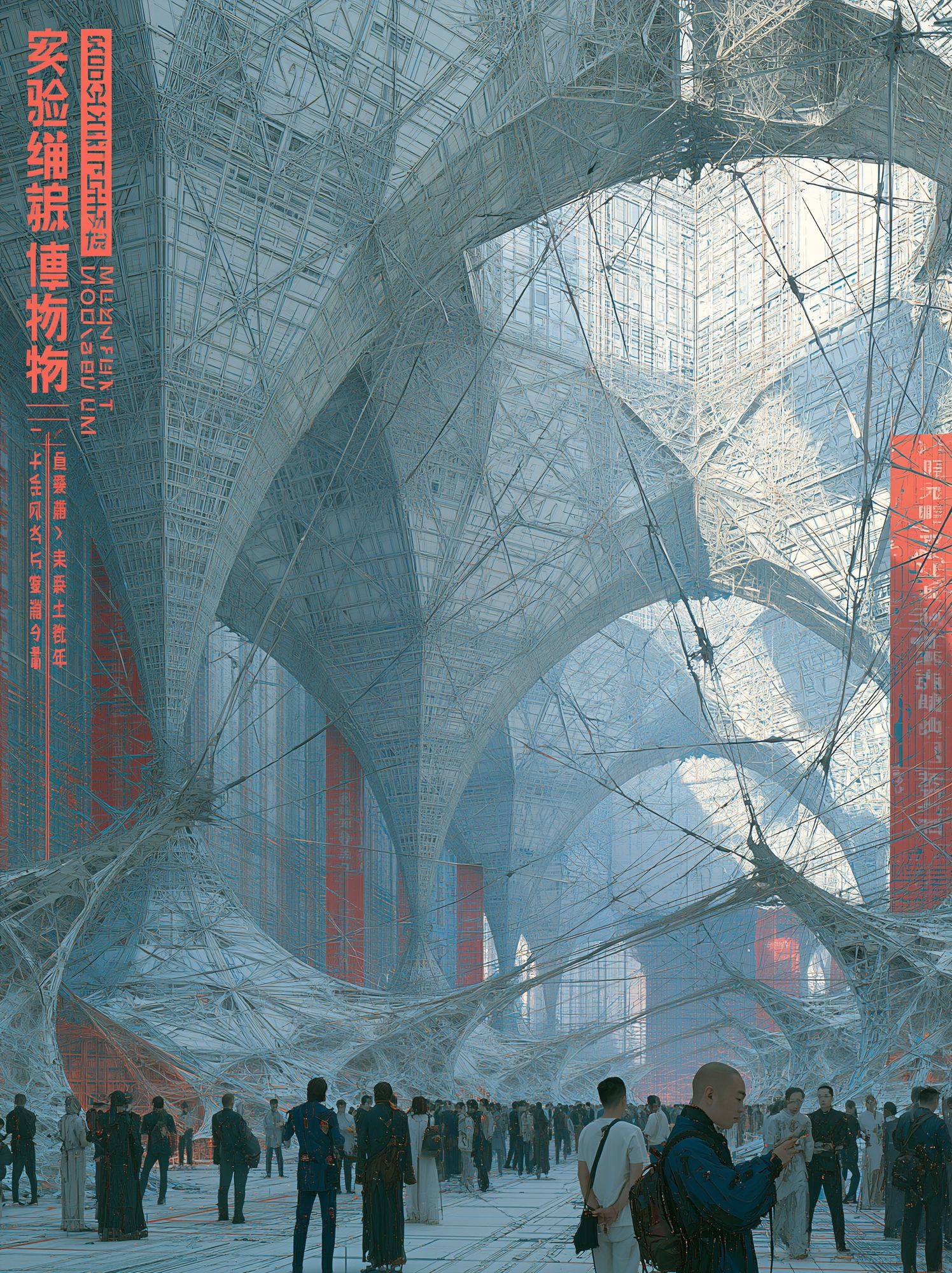 Futuristic City Atrium Illustration Poster. poster — illustration art