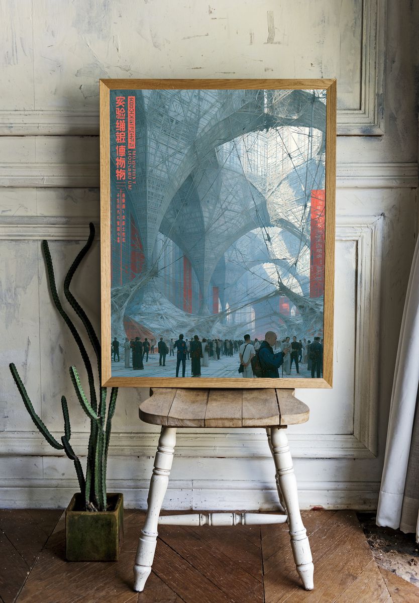 Futuristic City Atrium Illustration Poster. room preview
