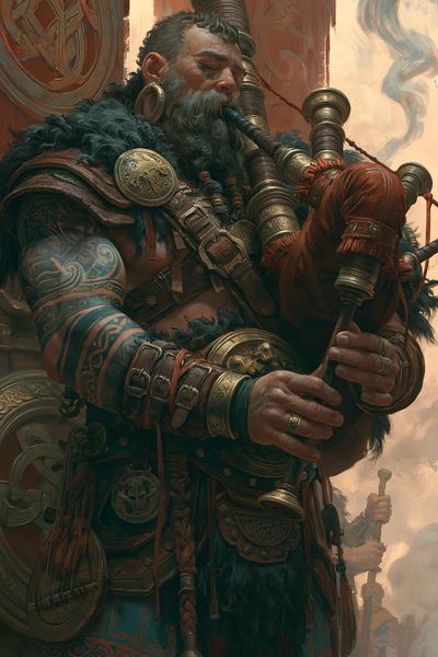 Celtic Warrior Piper Illustration Poster. poster