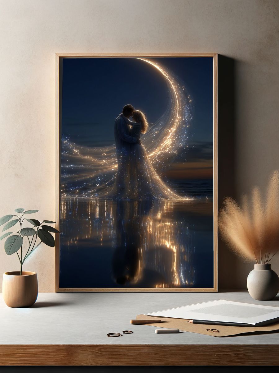 Moonlit Lovers Fantasy Print. — room view 2