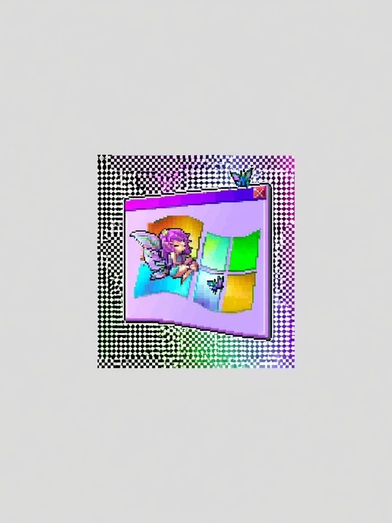 Glitch Windows Digital Art Poster. poster detail