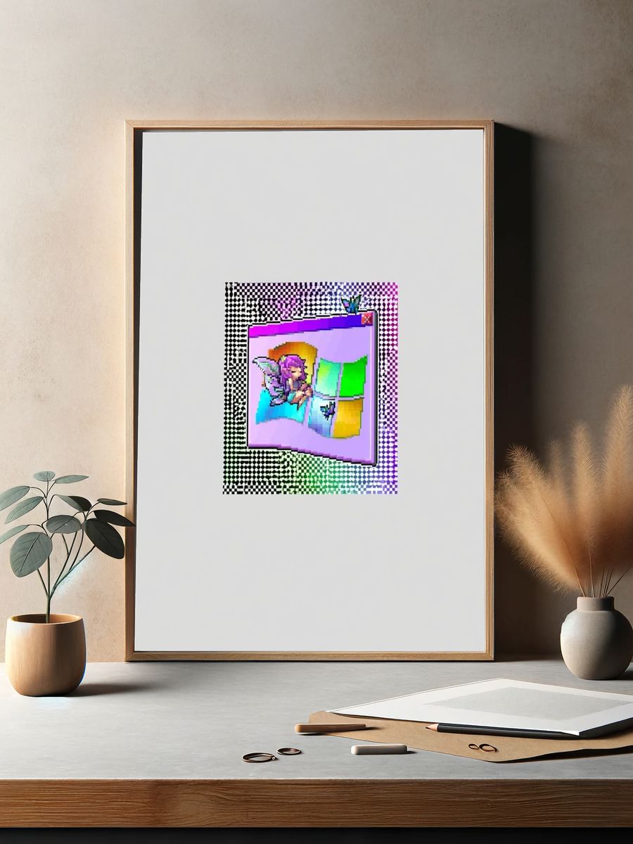 Glitch Windows Digital Art Poster. — room view 2