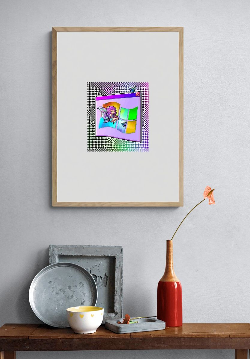 Glitch Windows Digital Art Poster. — room view 3