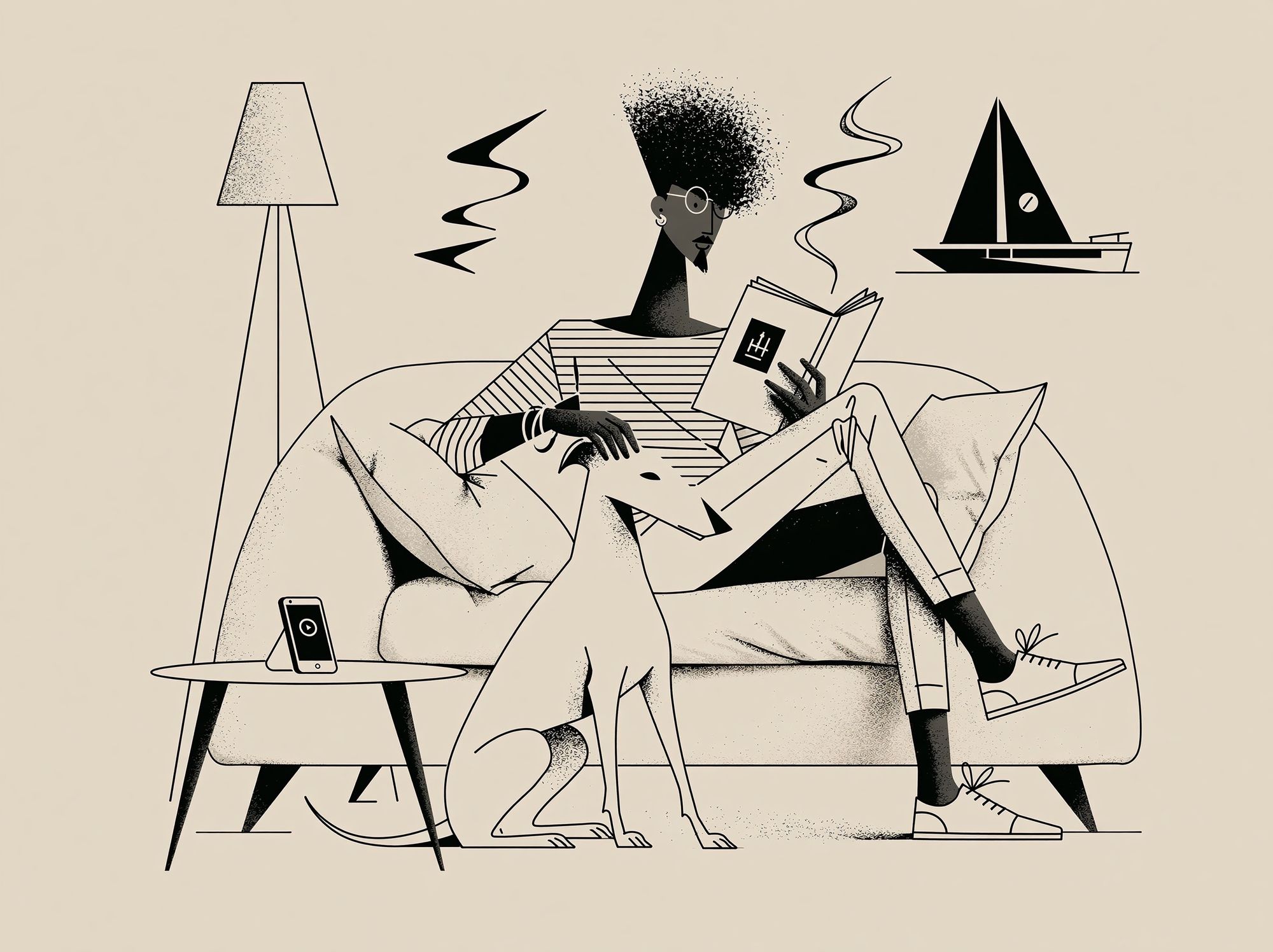 Reading at Home Illustration Poster. poster detail
