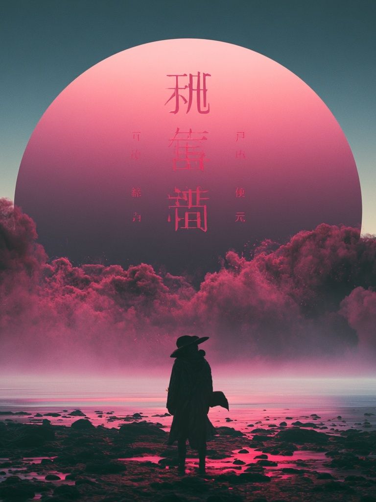 Pink Moon Silhouette Print. poster — illustration art