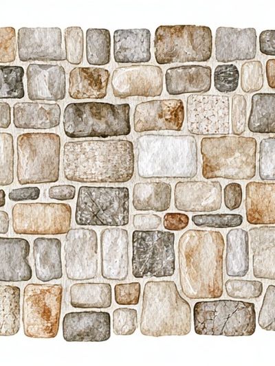 Stone Wall Watercolor Print.