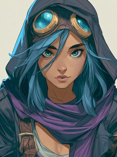 Blue-Haired Adventurer Illustration Poster. poster