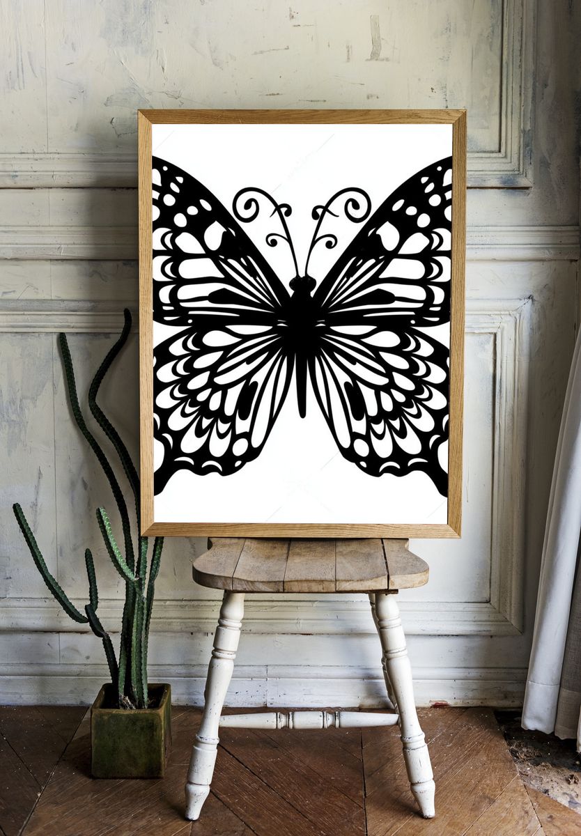 Butterfly Silhouette Illustration Poster. room preview