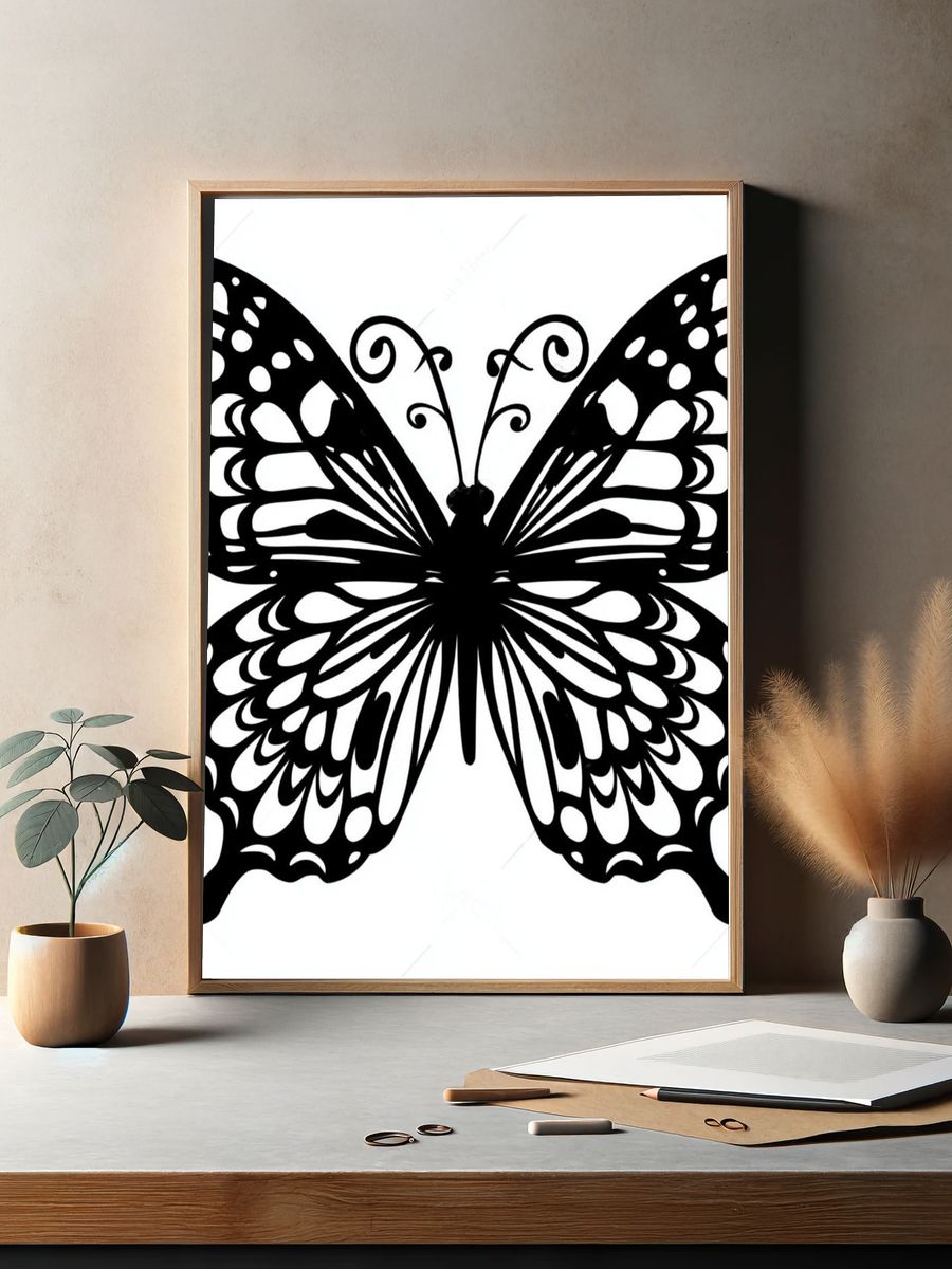 Butterfly Silhouette Illustration Poster. — room view 2