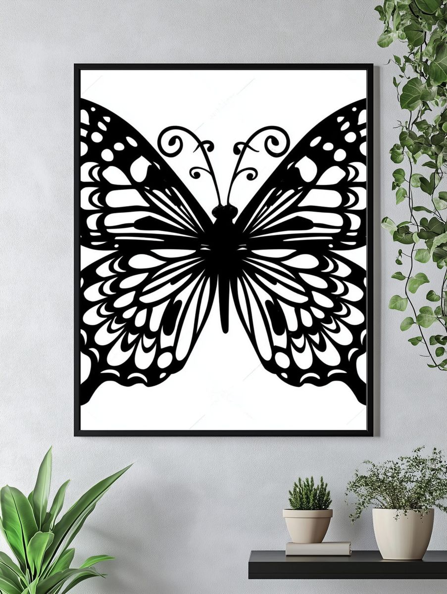 Butterfly Silhouette Illustration Poster. — room view 4