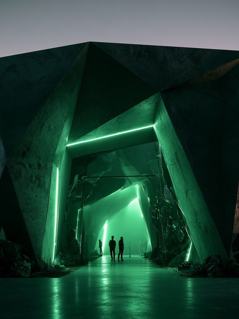 Neon Green Futuristic Tunnel Poster. poster detail