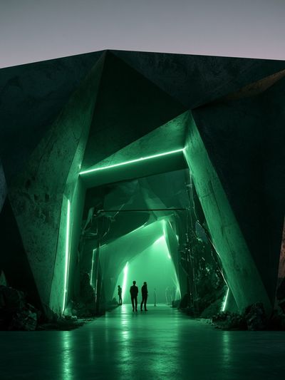 Neon Green Futuristic Tunnel Poster.