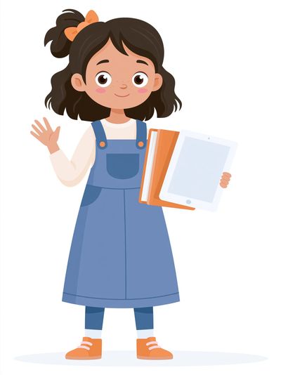 Girl with Tablet Illustration Poster.