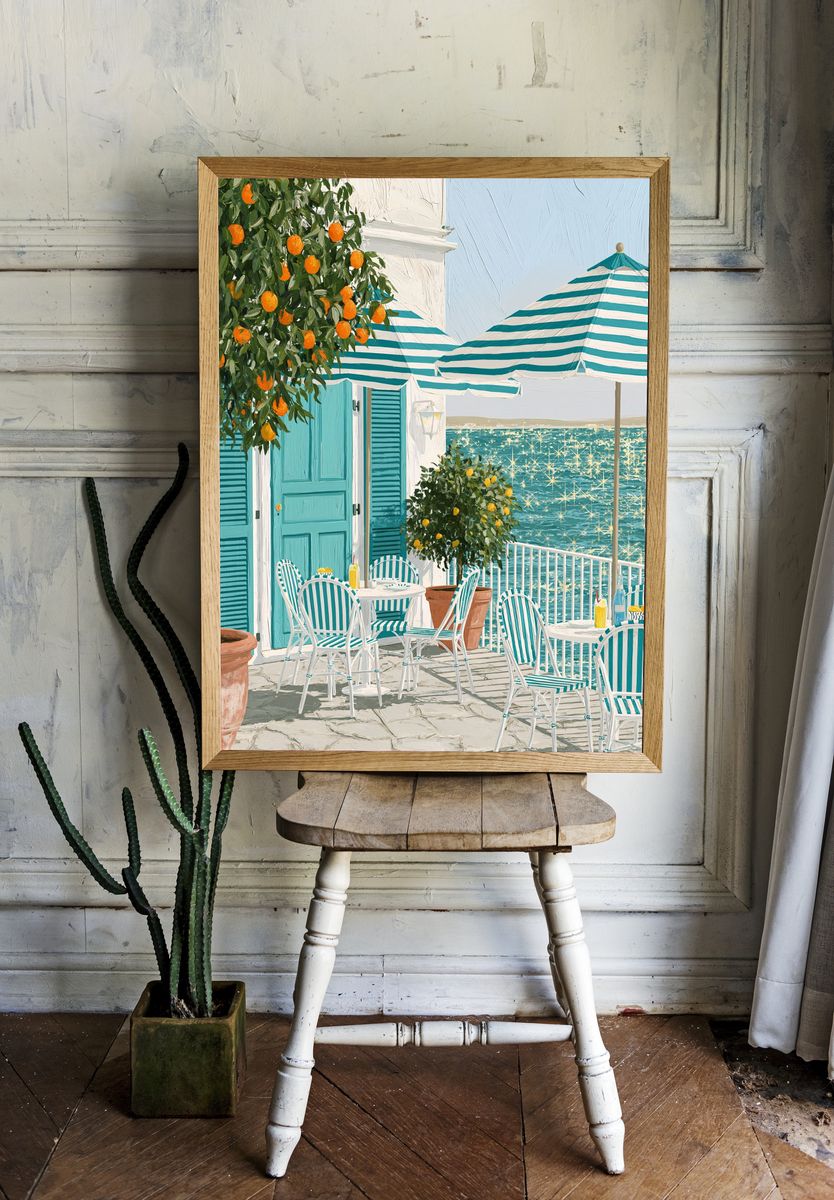 Seaside Terrace with Citrus Poster. room preview