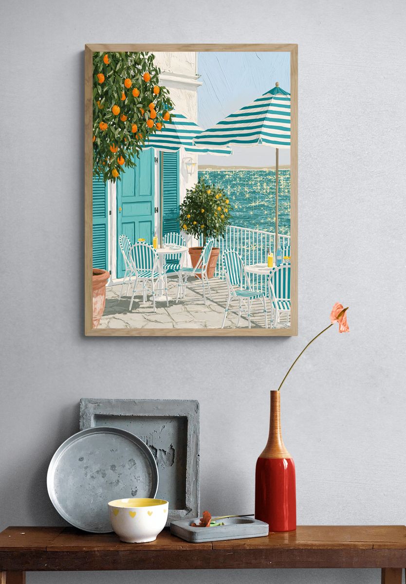 Seaside Terrace with Citrus Poster. — room view 3