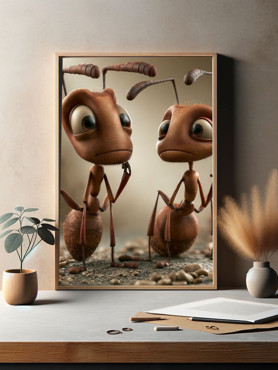 Cute Ant Duo Illustration Poster. — room view 2